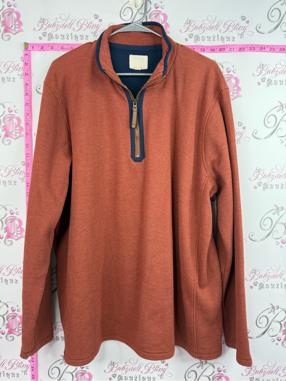Mountain equipment Men's Half-Zip Sweater in Rust with Contrast Trim